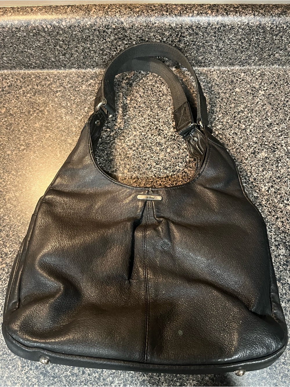 Gun Tote’n Momas Black Leather Shoulder Bag with Top Handle Conceal Carry